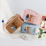 Personalisierte Mode Cartoon Hip Hop Mädchen Leder breite Öffnung Make-up-Tasche mit Namen Geburtstag Ermutigung Affirmation Geschenk für Frauen