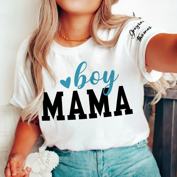 Personalized Love Heart Boy Girl Mama Dad T-shirt Sweatshirt Hoodie with 1-6 Names Multicolor Available Holiday Birthday Gift for Family
