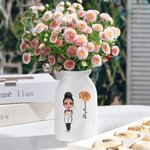 Personalized Birth Flower Cartoon Cooking Mama Ceramic Vase with Name Home Decor Mother's Day Birthday Gift for Cooking Lovers Women