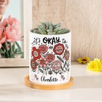 Gepersonaliseerde Bloem It Is Okay to Be Different Naam Keramische Plant Pot met Bamboe Base Verjaardag Positief Inspirerend Geschenk voor Familie Vriend
