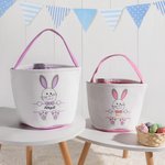 Personalized Cute Sequin Easter Bunny Basket with Embroidered Name and Handle Easter Gift for Kids