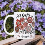 Personalisierte Floral Positive Inspirational Word 11 oz 15 oz weißer Keramik-Becher mit Namen Geburtstag Ermutigung Geschenk Freund Familie
