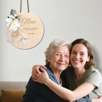 Personalised Artificial Flower Heart Wooden Ornament with Name and Text Home Decor Mother's Day Grandmother's Day Appreciation for Her