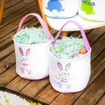 Personalized Cute Sequin Easter Bunny Basket with Embroidered Name and Handle Easter Gift for Kids
