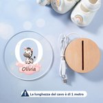 Luce notturna LED personalizzata con stelle nuvole e animali base in legno decorazione cameretta regalo di compleanno e babyshower per bambini