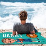 Personalized Basketball Cartoon Boy Oversized Quick Dry Microfiber Beach Towel with Name and Number Beach Pool Party Birthday Gift for Men