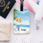 Personalized Vacation Cartoon Character Luggage Tag with Name Travel Accessories Birthday Gift for Family Travel Lovers