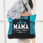 Personalisierte Mädchen Junge Mama Love Pattern große Tragetasche mit Namen und Mesh-Taschen Muttertag Geburtstagsgeschenk für Mutter Oma