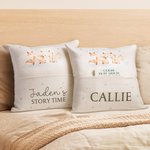 Personalisierte Woodland Tiere Soft Bedtime Story Kissen mit Namen und Buch Tasche Kinderzimmer Dekoration Baby Dusche Geburtstag Geschenk für Mädchen Jungen