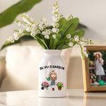Personalized Bonsai Gardening Cartoon Character Ceramic Vase with Name Mother's Day Birthday Gift for Women Gardening Enthusiasts