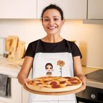 Gepersonaliseerd Geboortebloem Cartoon Kookkarakter Verstelbaar Schort met Naam en Zakken Verjaardag Moederdag Cadeau voor Mamma Oma Kookliefhebber