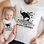 Henkilökohtainen Söpö Elefantti 100% puuvillaa pehmeä T-paita Baby Bodysuit nimi ja vuosi Meidän ensimmäinen isänpäivä lahja vauva isä