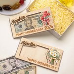 Personalised Birth Flower Happy Mother's Day Wooden Money Holder with Name Birthday Gift for Grandma Mom