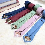 Personalized Photo Patch Tie with Name Gift Box Casual Men's Accessory Wedding Anniversary Business Gift for Husband Dad Groomsmen