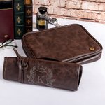 Personalised Portable PU Leather Hanging Toiletry Bag with Engraved Name Travel Essential Anniversary Birthday Gift for Men