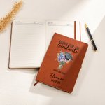 Personalisierte Geburt Blumenstrauß Graduation Cap A5 Notebook mit Schulnamen und Jahr Klasse von 2025 Studie Schreibwaren Graduierung Geschenk für Absolventen