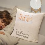 Personalisierte Woodland Tiere Soft Bedtime Story Kissen mit Namen und Buch Tasche Kinderzimmer Dekoration Baby Dusche Geburtstag Geschenk für Mädchen Jungen