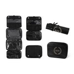 Personalised Portable PU Leather Hanging Toiletry Bag with Engraved Name Travel Essential Anniversary Birthday Gift for Men