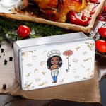 Personalized Birth Flower Cartoon Cooking Mama Biscuit Tin Storage Box with Name Birthday Mother's Day Gift for Mom Grandma Baker