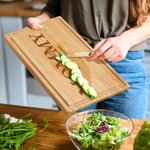 Personalized Daddy We Love You FSC Bamboo Charcuterie Cutting Board with Juice Groove Engraved 1-12 Kids Names Father's Day Gift for Dad Grandpa