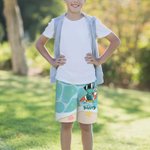 Gepersonaliseerde Surfen Cartoon Mariene Dieren Koordbroek voor het Strand met Naam Zomer Reis Essentie Verjaardagscadeau voor Jongens