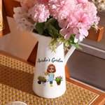 Personalized Bonsai Gardening Cartoon Character Ceramic Vase with Name Mother's Day Birthday Gift for Women Gardening Enthusiasts