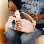 Personalisierte Mode Cartoon Hip Hop Mädchen Leder breite Öffnung Make-up-Tasche mit Namen Geburtstag Ermutigung Affirmation Geschenk für Frauen