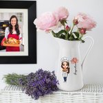 Personalized Birth Flower Cartoon Cooking Mama Ceramic Vase with Name Home Decor Mother's Day Birthday Gift for Cooking Lovers Women
