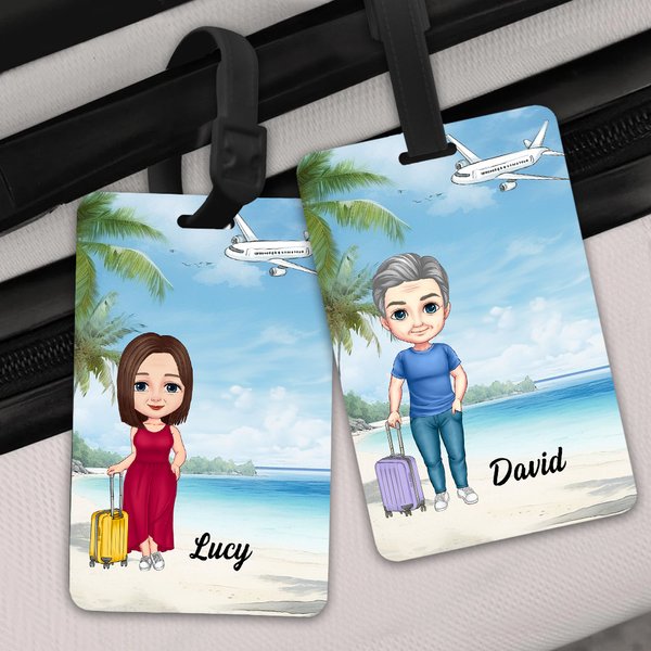 Personalized Vacation Cartoon Character Luggage Tag with Name Travel Accessories Birthday Gift for Family Travel Lovers