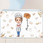 Personalized Birth Flower Cartoon Cooking Mama Biscuit Tin Storage Box with Name Birthday Mother's Day Gift for Mom Grandma Baker