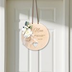 Personalised Artificial Flower Heart Wooden Ornament with Name and Text Home Decor Mother's Day Grandmother's Day Appreciation for Her
