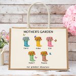 Personalizzato Our Grandest Adventure Floral Boots 2-6 Names Jute Tote Bag Festa della mamma Regalo di compleanno per la nonna