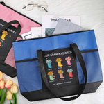 Personalizzato Our Grandest Adventure Floral Boots 2-6 Names Oxford Tote Bag con testo e tasche a rete Regalo di compleanno per la festa della mamma e della nonna