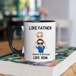 Personalized Like Father Like Daughter Son Cartoon Character 11 oz Ceramic Mug with Names Father's Day Gift for Kid Dad Family