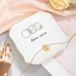 Personalized Ceramic Ring Dish Jewelry Tray Organizer with Handwriting Photo and Text Wedding Engagement Birthday Mother's Day Gift for Mom Grandma