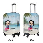 Funda protectora personalizada con nombre de personaje de playa de dibujos animados para maletas de 18-32 pulgadas con cremallera oculta Accesorios de viaje Regalo para la familia