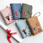 Personalized Cartoon Character Birth Flower Butterfly Tri-Fold PU Leather Wristlet Wallet with Name and Year Graduation Gift for Women Graduates