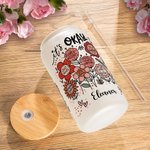 Personalisierte Floral Inspirational Word Name Frosted 20 oz Glasbecher mit Deckel und Stroh Muttertag Geburtstag Incentive Geschenk für Freund Familie