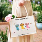 Personalizzato Our Grandest Adventure Floral Boots 2-6 Names Jute Tote Bag Festa della mamma Regalo di compleanno per la nonna