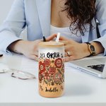 Personalisierte Floral Inspirational Word Name Frosted 20 oz Glasbecher mit Deckel und Stroh Muttertag Geburtstag Incentive Geschenk für Freund Familie