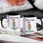 Personalized Like Father Like Daughter Son Cartoon Character 11 oz Ceramic Mug with Names Father's Day Gift for Kid Dad Family