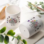 Personalized Mother Grandma's Garden 1-8 Birth Flower Ceramic Planter Pot with Names and Bamboo Base Home Decor Mother's Day Gift for Mom Grandma