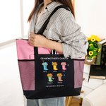 Personalizzato Our Grandest Adventure Floral Boots 2-6 Names Oxford Tote Bag con testo e tasche a rete Regalo di compleanno per la festa della mamma e della nonna