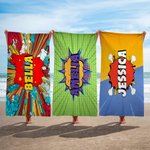 Personalisierte Comic-Stil schnell trocknen überdimensioniert Strandtuch mit Namen Sommer Accessoire Strand Party Geburtstagsgeschenk für Freunde Comic-Liebhaber