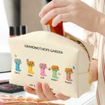 Personalized Our Grandest Adventure 2-6 Boots Floral Garden PU Leather Makeup Bag with Names Mother's Day Birthday Gift for Mom Grandma