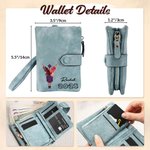 Personalized Cartoon Character Birth Flower Butterfly Tri-Fold PU Leather Wristlet Wallet with Name and Year Graduation Gift for Women Graduates