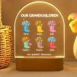 Personalizzato Our Grandest Adventure Stivali floreali 1-6 nomi Luce notturna a LED con testo e base in legno Home Decor Regalo per la festa della mamma nonna