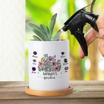 Personalized Mother Grandma's Garden 1-8 Birth Flower Ceramic Planter Pot with Names and Bamboo Base Home Decor Mother's Day Gift for Mom Grandma