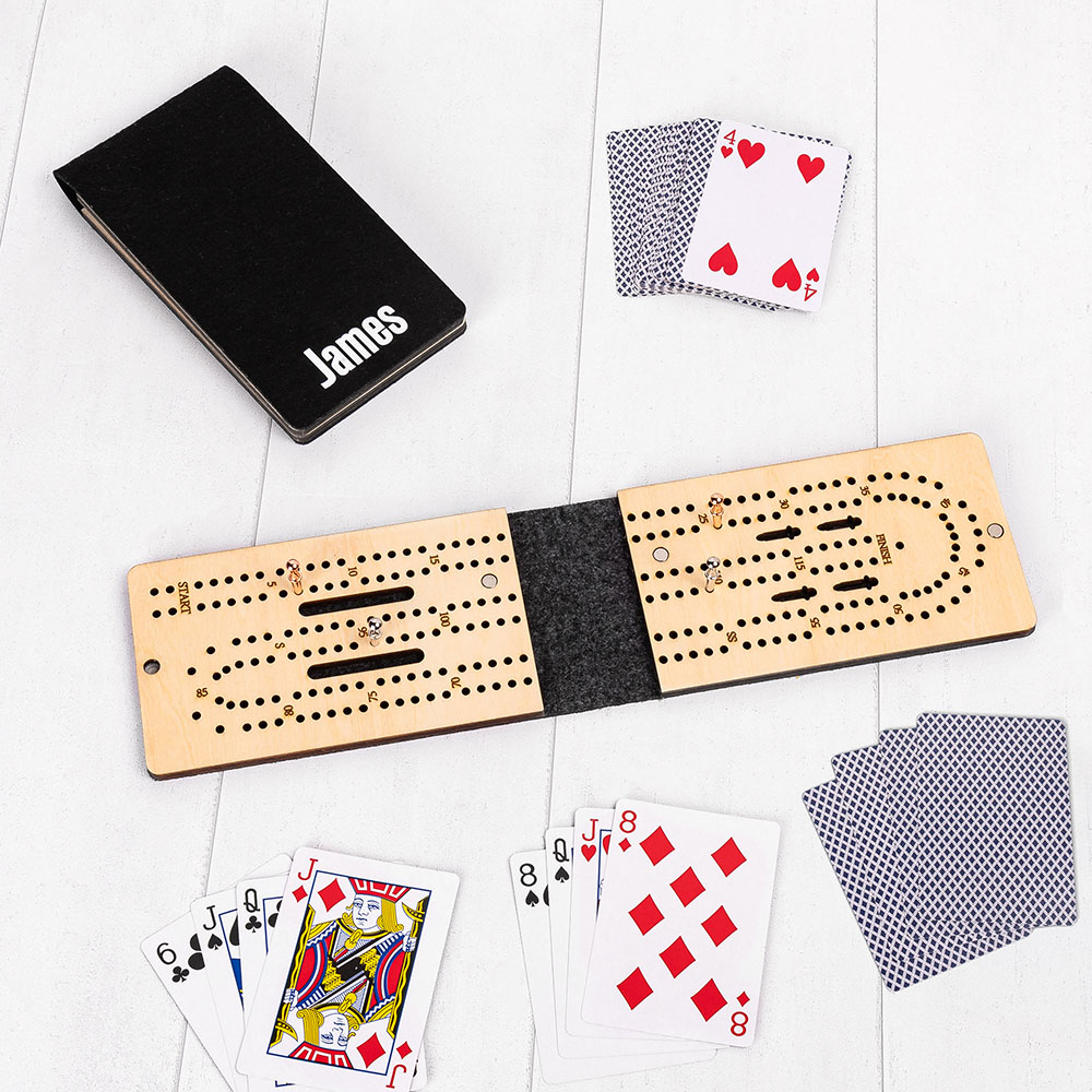 Cribbage en feutre pliable magnétique personnalisé avec piquets en métal Jeu d'extérieur de voyage Cadeau d'anniversaire pour la famille et les amis