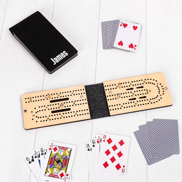 Personalized Portable Magnetic Folding Felt Cribbage Board with Metal Pegs Travel Outdoor Game Birthday Gift for Family Friends